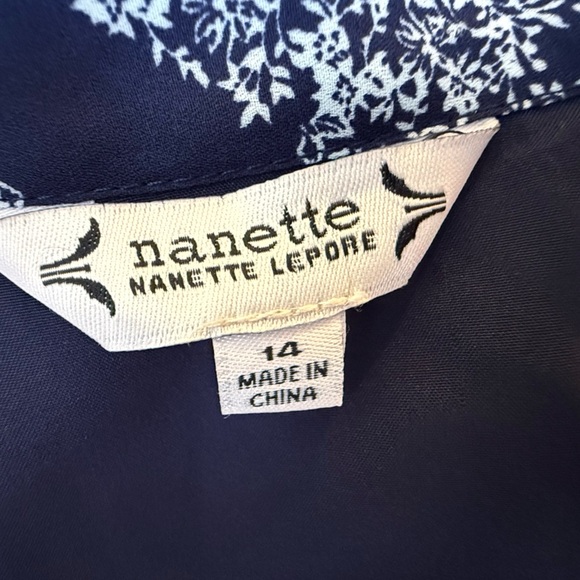 Nanette Lepore Blue and White Puff Sleeve Sundress/size 14 - Picture 11 of 13